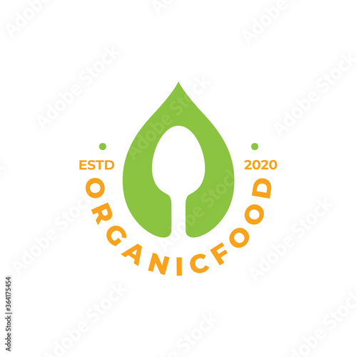 Spoon and leaf for healthy food Logo Icon Premium Minimal emblem design template