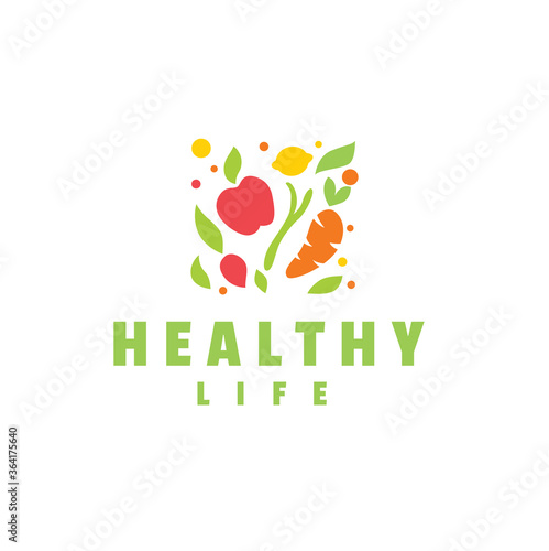 Healthy food logo icon design element