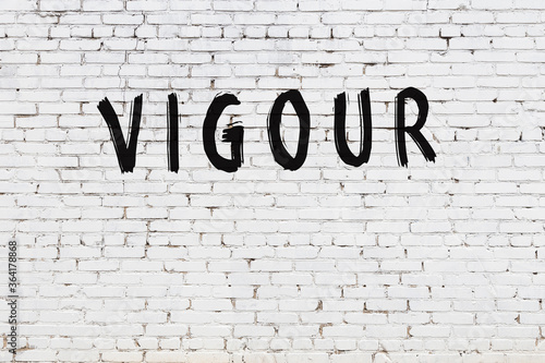 Quadro em tela Inscription vigour painted on white brick wall