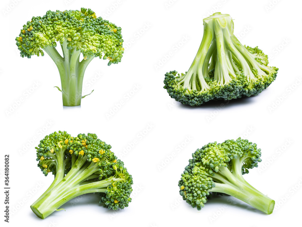 collection mix set broccoli isolated on white background collection mix set broccoli isolated on white background