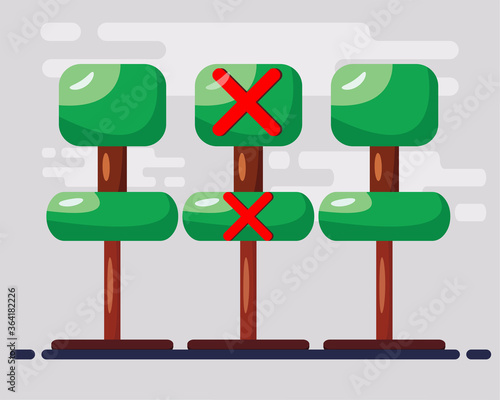 space between chair for social distancing concept vector illustration in flat style 