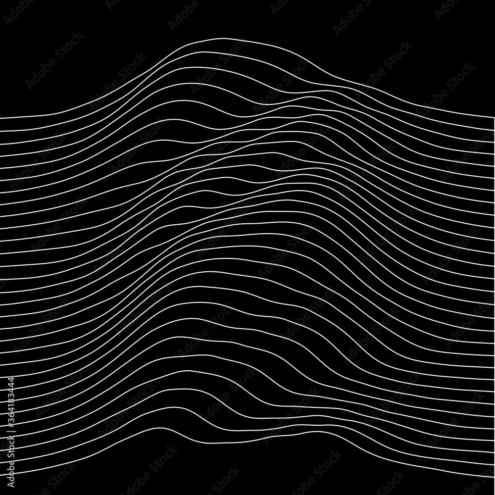 Abstract black and white line art, with curvature and overlapping geometries.