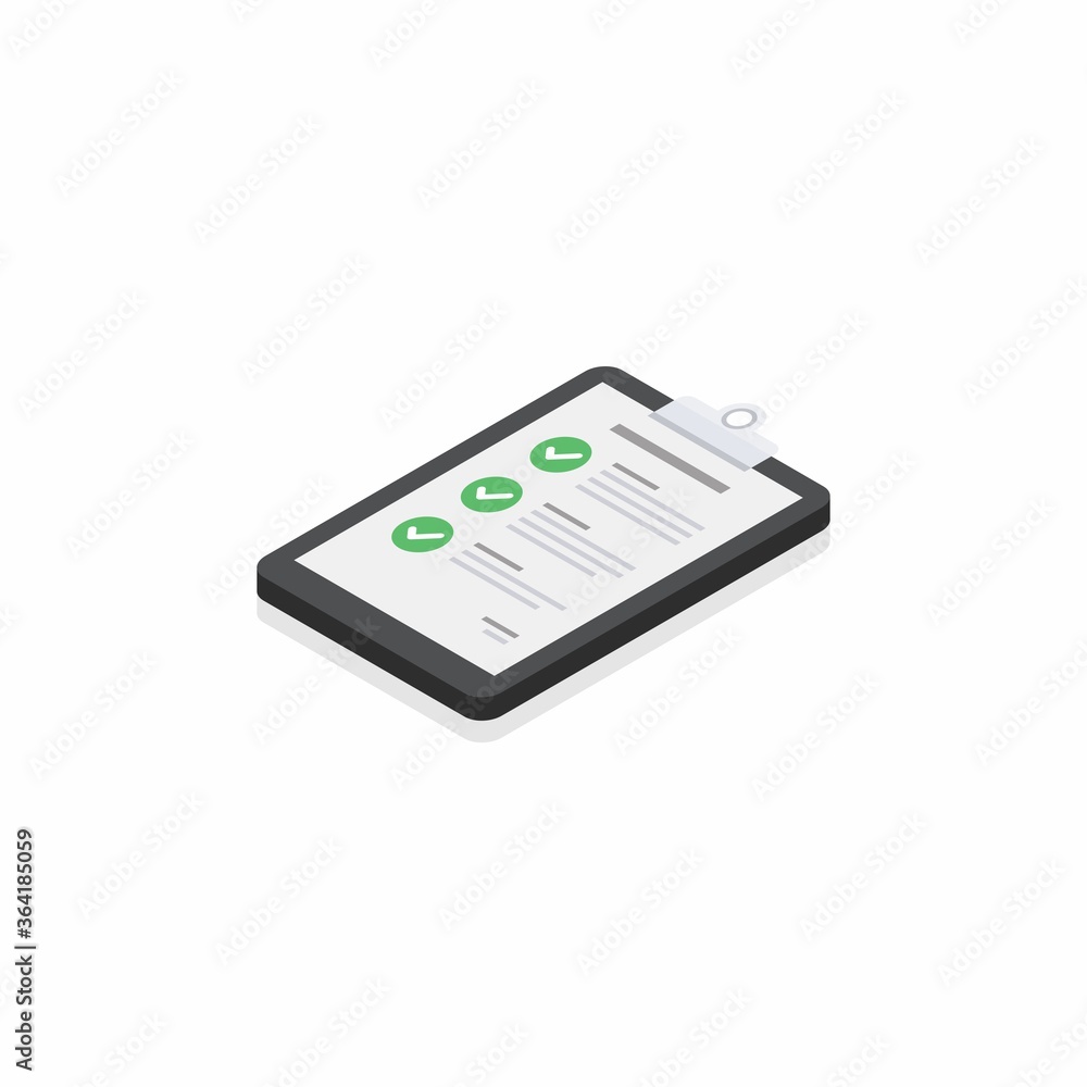 Checklist Isometric left view - Shadow icon vector isometric. Flat style vector illustration.