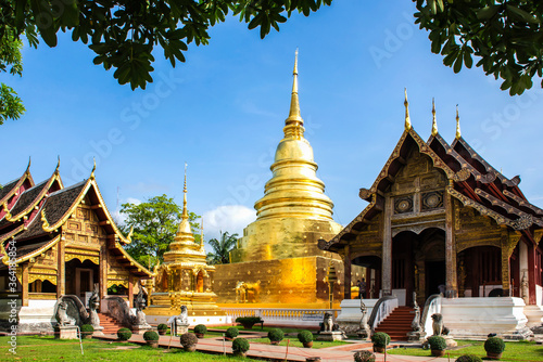 Golden Pagoda of Wat Phra Singh Temple, One of most famous tourist destination in Chiang Mai, Thailand