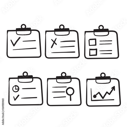 hand drawn Clipboard Line Icons Collection doodle vector