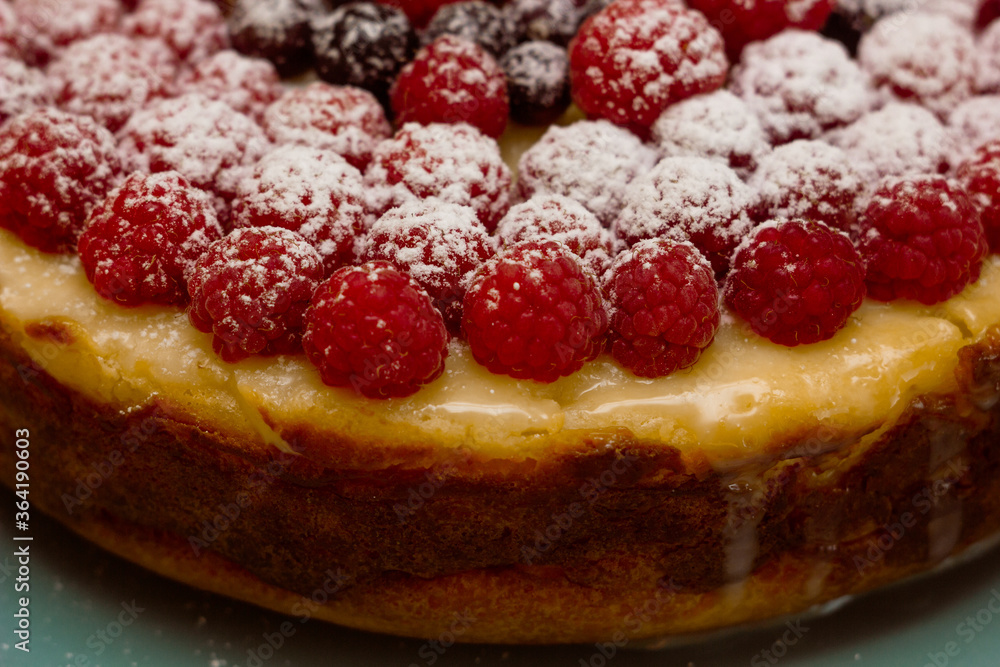 Homemade Cheesecake with Fresh Raspberries and Currants - Healthy Organic Summer Dessert Cheesecake Pie. Vanilla Cheese Cake with Wild Berry Homemade Cheesecake with Fresh Raspberries and Currants - Healthy Organic Summer Dessert Cheesecake Pie. Vanilla Cheese Cake with Wild Berry