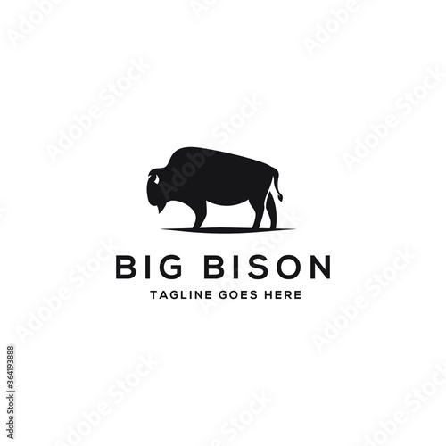 Bison Bull Buffalo Angus Silhouette Steak Vintage Retro Logo design