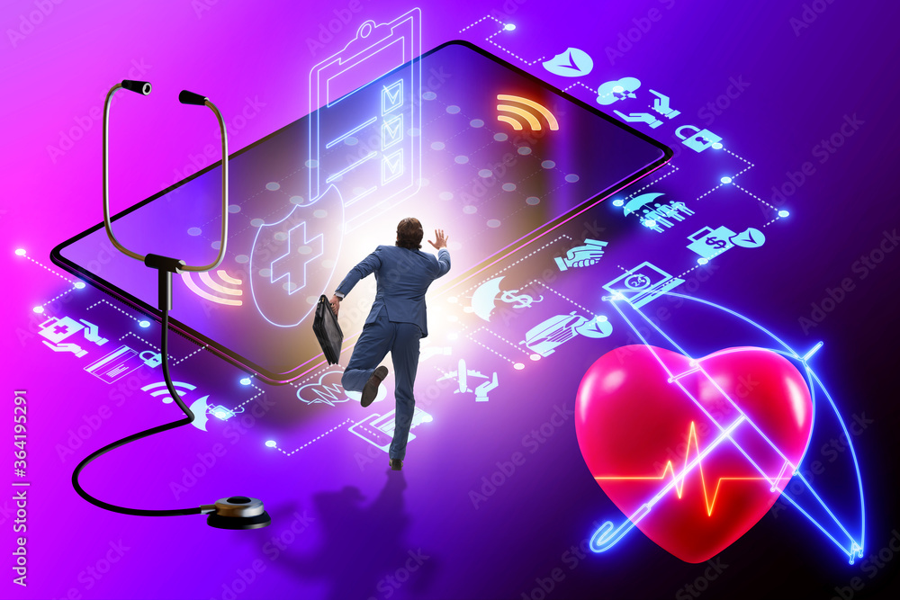 Concept of buying insurance online over internet Concept of buying insurance online over internet