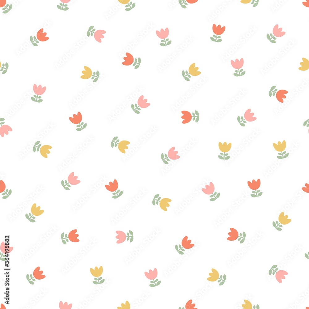 seamless pattern with cute simple flowers