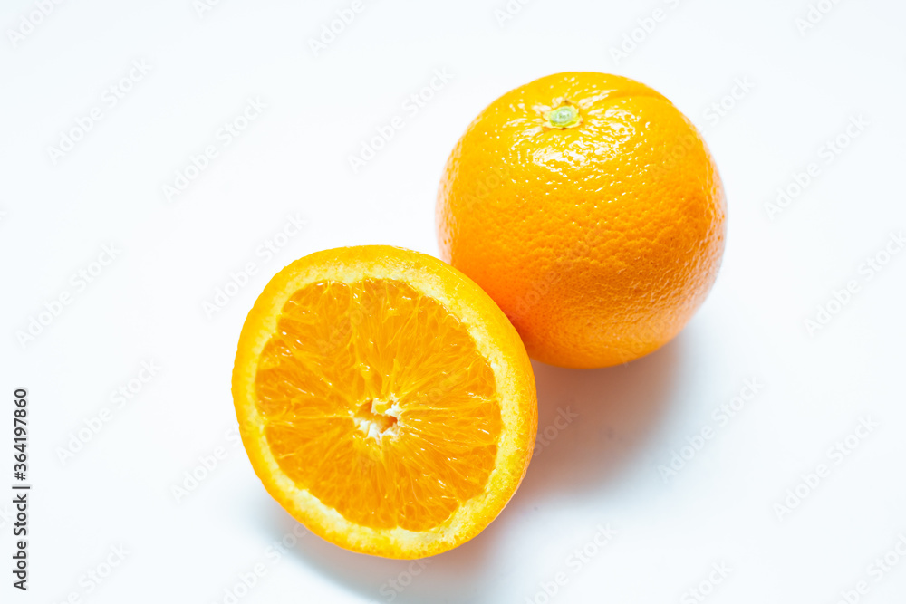 Sliced fresh orange fruit on white background Sliced fresh orange fruit on white background