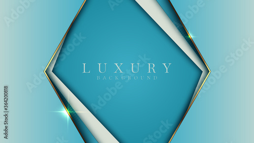 Golden glittering lines and halftone on a blue color . Abstract background about luxury.