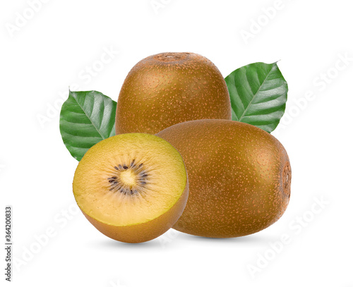 Yellow kiwi fruit on white background