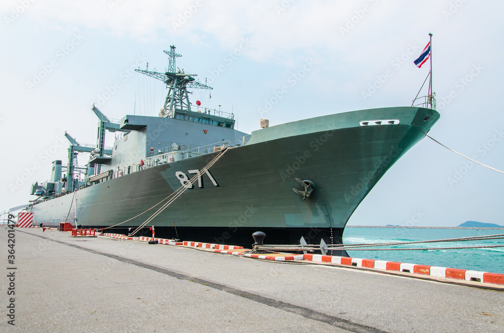 Fototapeta premium Thailand warship parked on the pier
