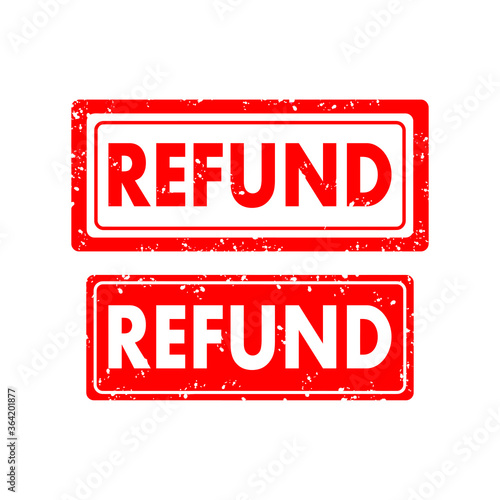 Refund red rubber stamp set on white background. 