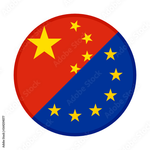 Photography round icon with china and european union flags