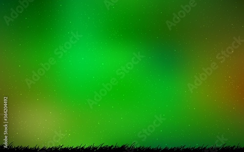 Light Green, Yellow vector texture with milky way stars. Space stars on blurred abstract background with gradient. Smart design for your business advert.