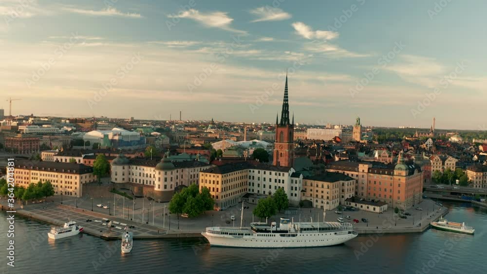 Stockholm City, aerial view of city center, Riddarholmen island & Old Town Stockholm City, aerial view of city center, Riddarholmen island & Old Town