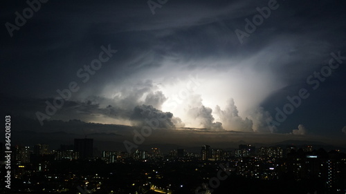 A light show performed by nature in a rainy night