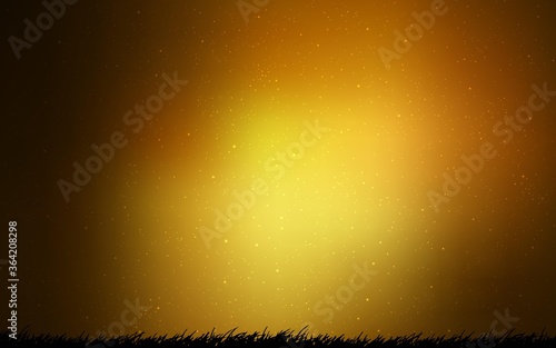Dark Orange vector pattern with night sky stars. Glitter abstract illustration with colorful cosmic stars. Template for cosmic backgrounds.