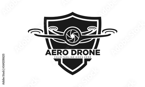 Aero drone with shield for community vector logo