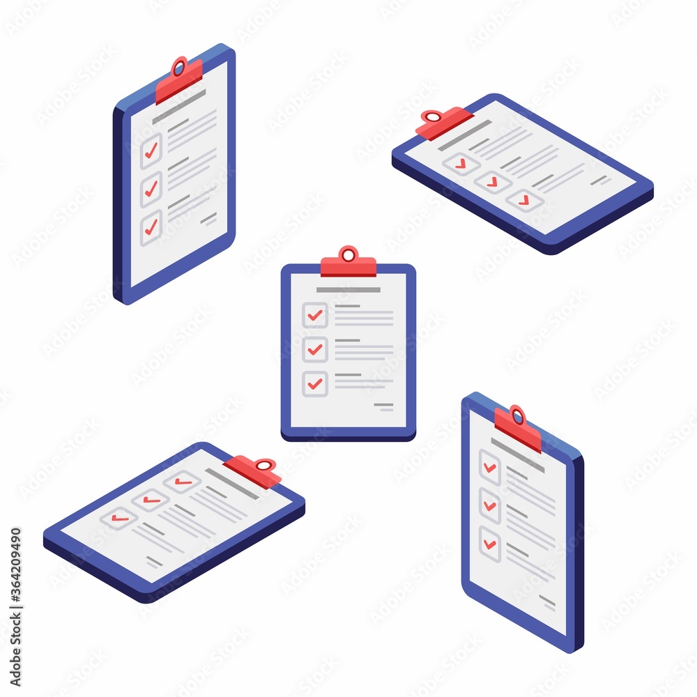 Checklist Isometric & Flat - White Background icon vector. Flat style vector illustration. Checklist Isometric & Flat - White Background icon vector. Flat style vector illustration.