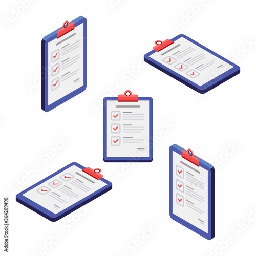 Checklist Isometric & Flat - White Background icon vector. Flat style vector illustration.