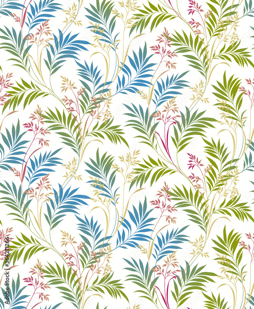 Plant pattern.Silk scarf design, fashion textile.Seamless pattern