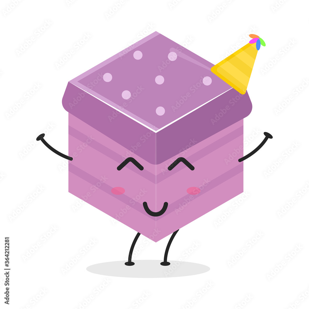 Cute flat cartoon cube cake illustration. Vector illustration of a cute cube cake with a smiling expression. Cute cake mascot design Cute flat cartoon cube cake illustration. Vector illustration of a cute cube cake with a smiling expression. Cute cake mascot design