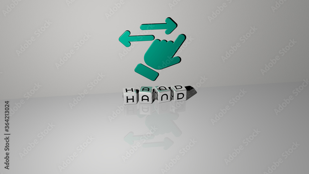 3D graphical image of hand vertically along with text built by metallic cubic letters from the top perspective, excellent for the concept presentation and slideshows. illustration and background 3D graphical image of hand vertically along with text built by metallic cubic letters from the top perspective, excellent for the concept presentation and slideshows. illustration and background