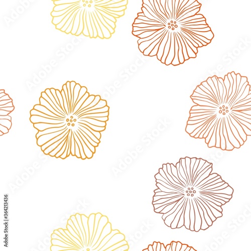 Dark Orange vector seamless doodle background with flowers. Flowers with gradient on white background. Pattern for design of fabric, wallpapers.