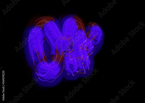 light painting abstract background. curves and waves of purple and red light against a black background