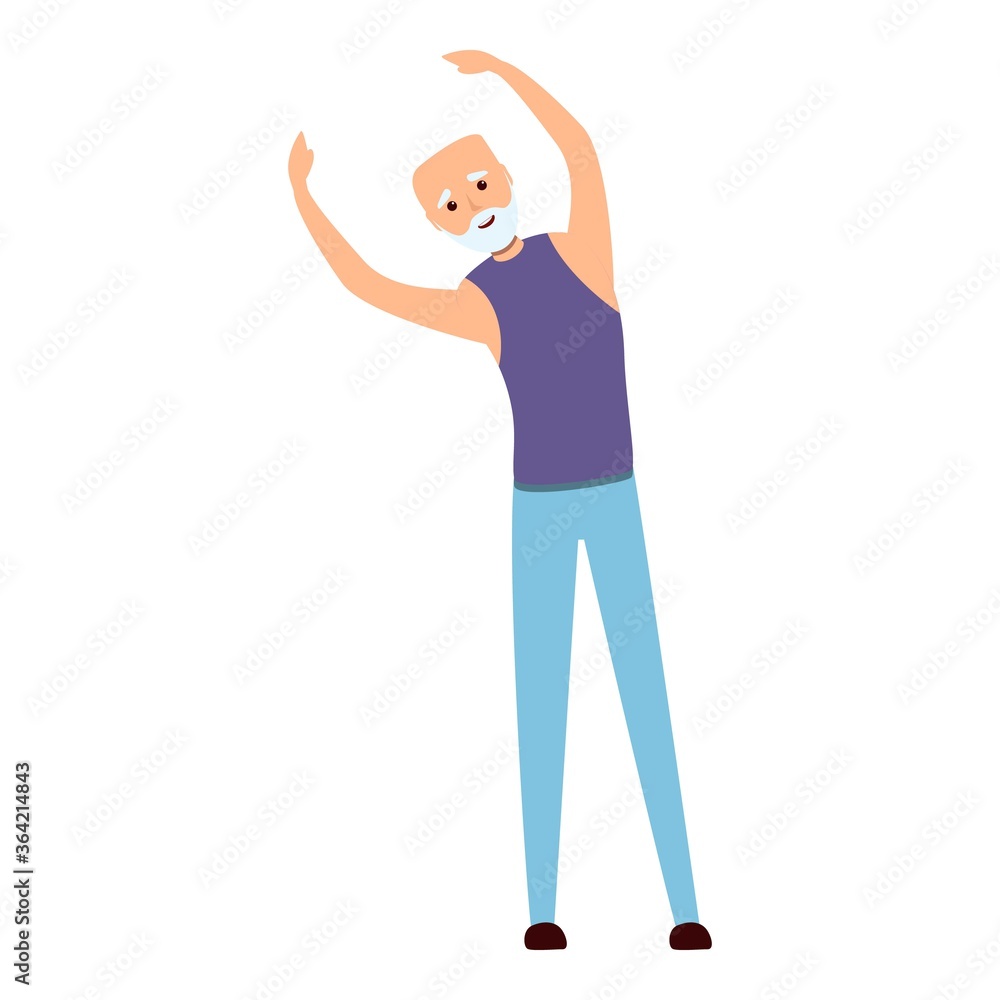 Senior man gym exercise icon. Cartoon of senior man gym exercise vector icon for web design isolated on white background Senior man gym exercise icon. Cartoon of senior man gym exercise vector icon for web design isolated on white background