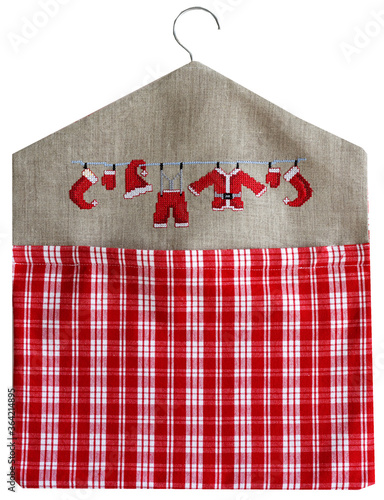 Embroidered Christmas peg bag santa's clothesline
