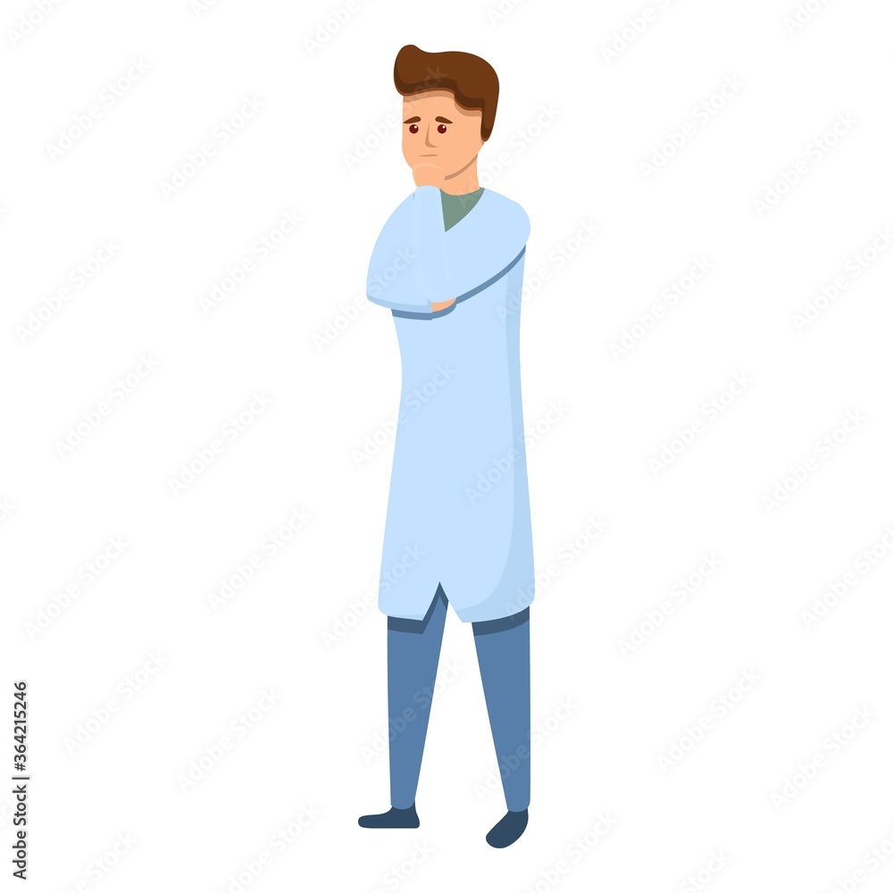 Sport doctor thinking icon. Cartoon of sport doctor thinking vector icon for web design isolated on white background Sport doctor thinking icon. Cartoon of sport doctor thinking vector icon for web design isolated on white background