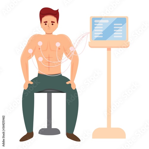 Sport doctor cardiology examination icon. Cartoon of sport doctor cardiology examination vector icon for web design isolated on white background
