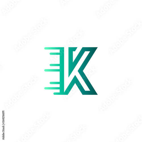 letter K and speed line logo design