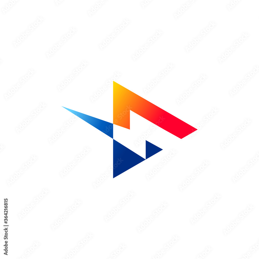 play button with thunder for application logo design play button with thunder for application logo design