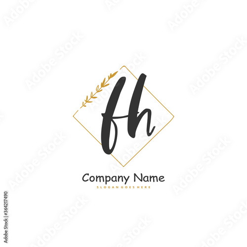 F H FH Initial handwriting and signature logo design with circle. Beautiful design handwritten logo for fashion, team, wedding, luxury logo.