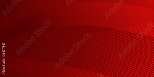 Abstract red background of curved surfaces and halftone dots in red colors