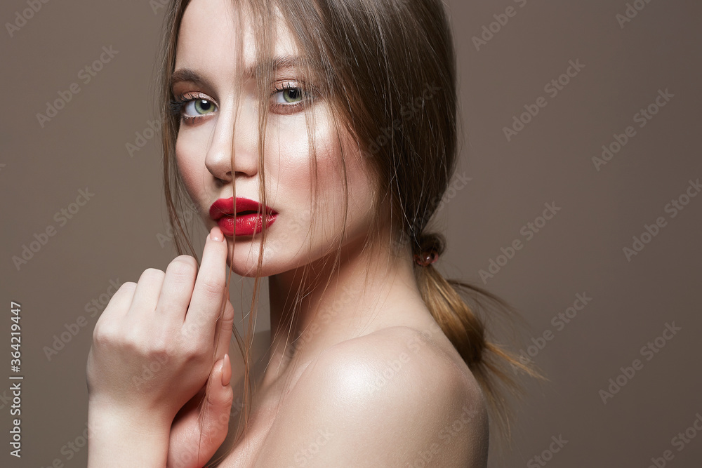 young beautiful young woman. Beauty make-up young beautiful young woman. Beauty make-up