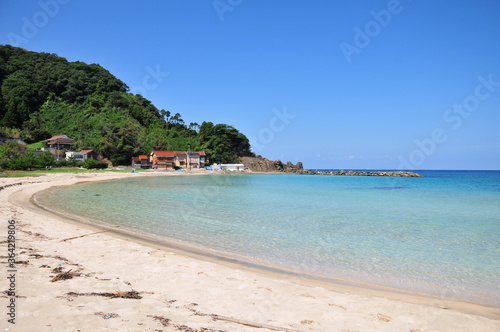                                            Scenic beach in the Japanese countryside