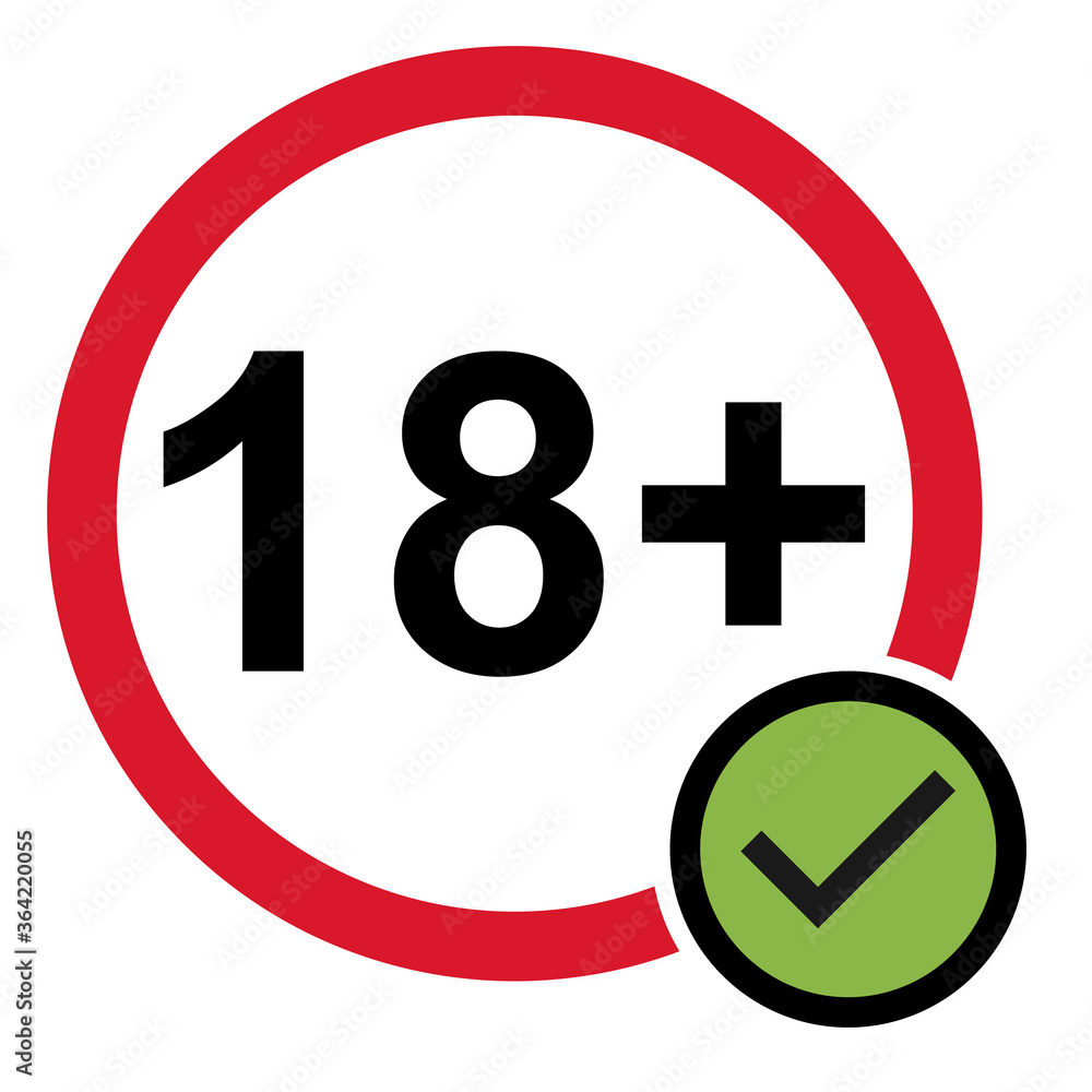 18+ do´s restriction flat sign isolated on white background. Age limit symbol. No under eighteen years warning illustration 18+ do´s restriction flat sign isolated on white background. Age limit symbol. No under eighteen years warning illustration