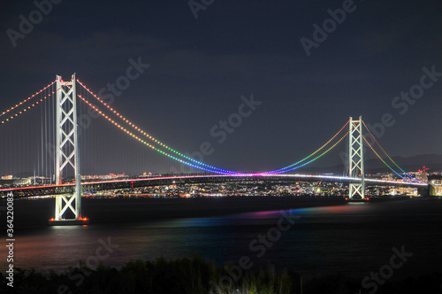 明石海峡大橋 Beautiful illuminated bridge in Japan