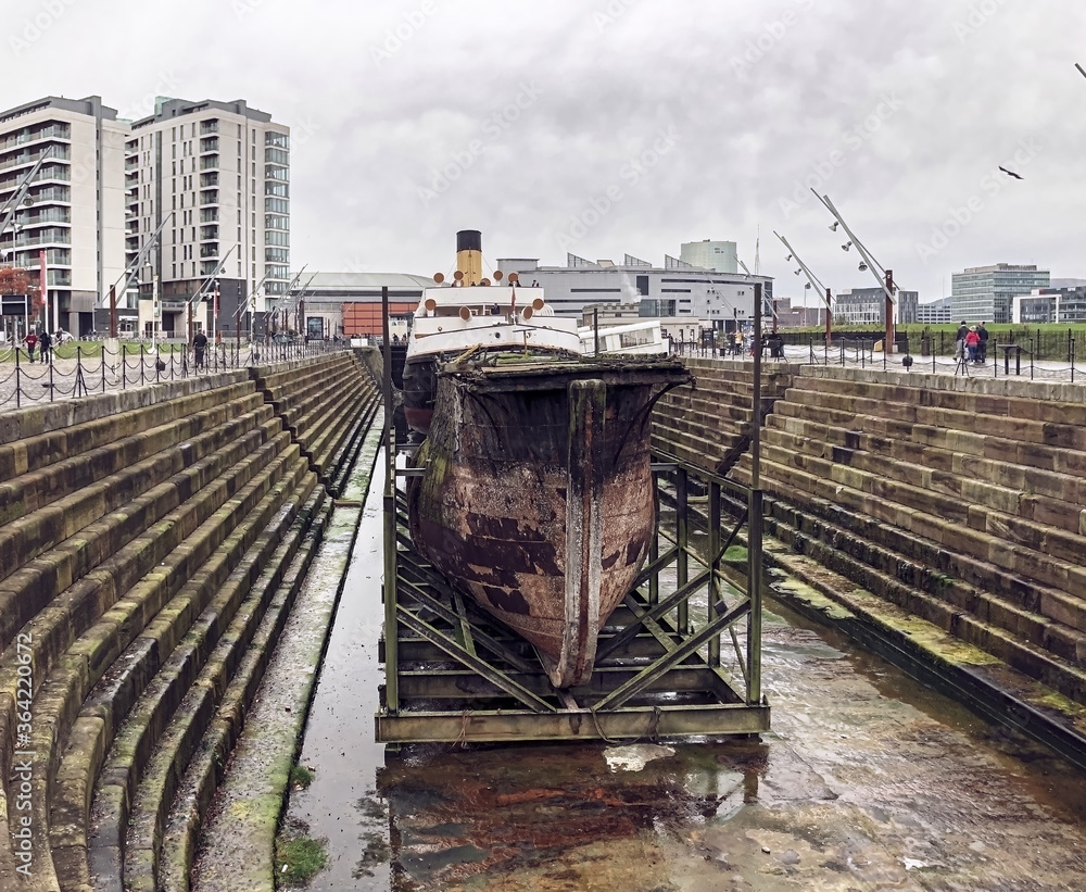 Beautiful photo with ancient ships in to Begin Belfast dry dock. North Ireland, natural light.