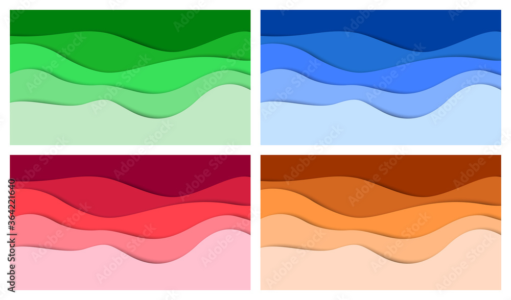 Obraz premium Set of 3D abstract background and paper cut shapes, vector illustration