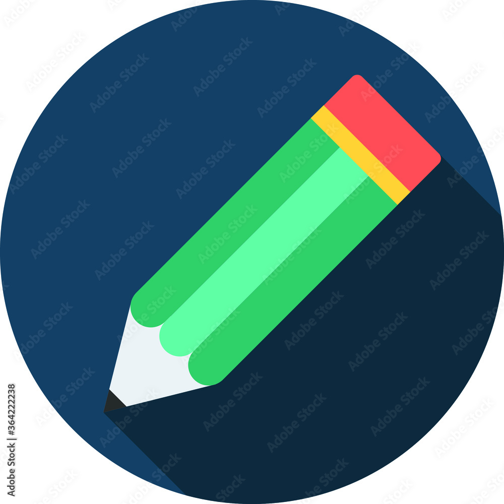 Pencil flat icon on blue background, vector symbol Pencil flat icon on blue background, vector symbol
