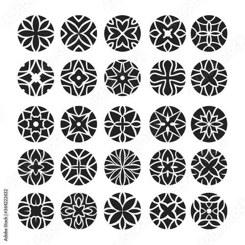 Set of mandala monogram logo background. Pattern asset vector.