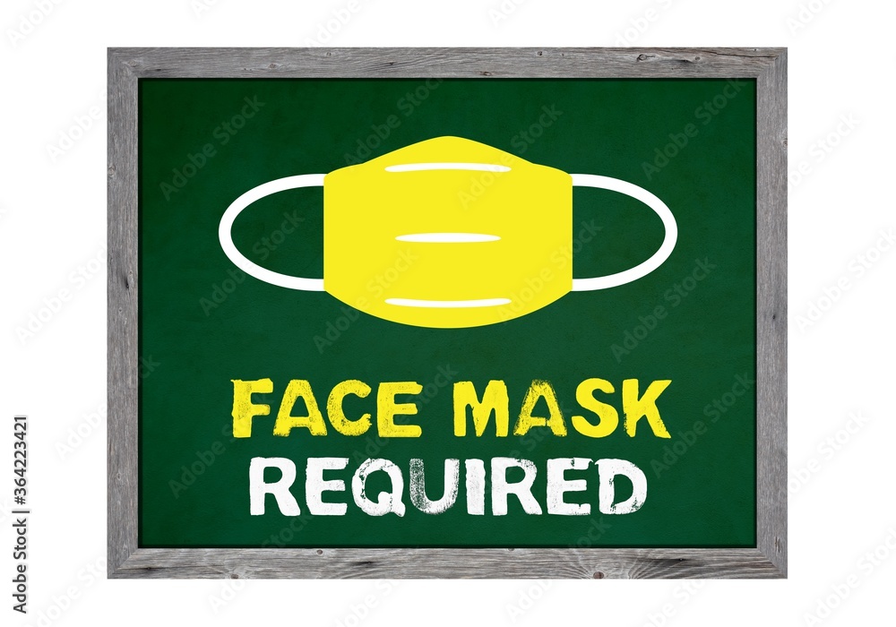 Tafel oder Schild zeigt: Maske erforderlich Tafel oder Schild zeigt: Maske erforderlich
