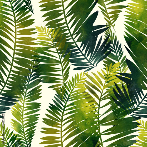 Tropical leaves seamless pattern © Liia Chevnenko