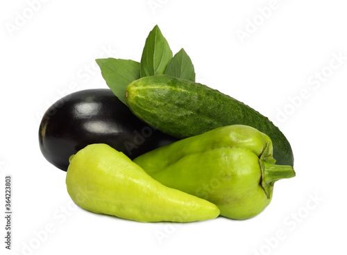Wallpaper Mural eggplant,cucumber,pepper isolated on white background Torontodigital.ca